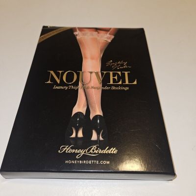 Honey Birdette Nouvel Luxury Thigh High Suspender Stockings size Large new